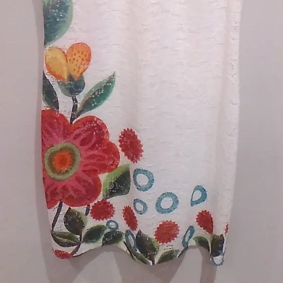 Desigual White Dress with Red and Blue Floral Accents - Picture 5 of 14